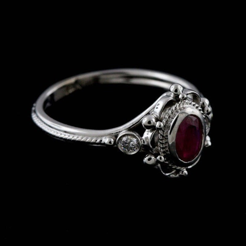 Vintage szolid gyűrű vörös és lila színben